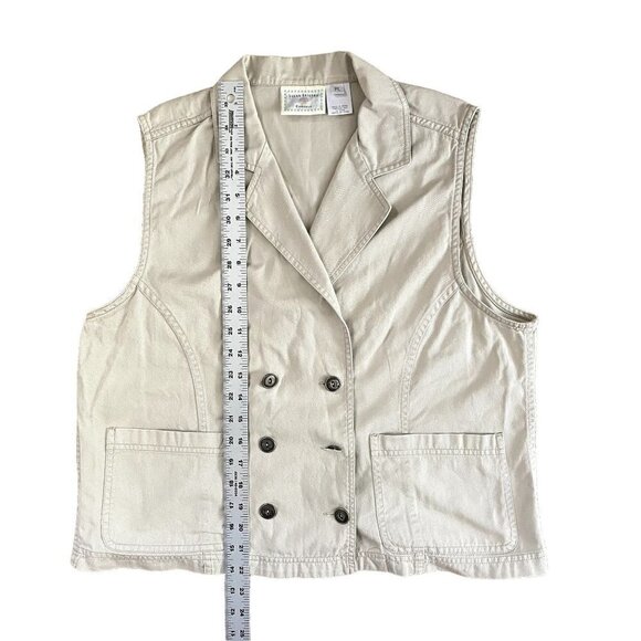 Susan Bristol Vintage Set of Button Down Vest & Skirt | Cream | Size 14 P - Picture 5 of 14